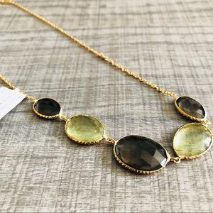 5 Stone Necklace. Light green & Brown